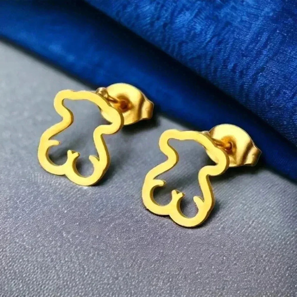 🆕️18K Gold Plated Cute Bear Necklace & Earrings Set | Trendy Jewelry Gift 🎁 - Picture 6 of 8